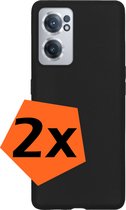 Hoesje Geschikt voor OnePlus Nord CE 2 Hoesje Siliconen Cover Case - Hoes Geschikt voor OnePlus Nord CE 2 Hoes Back Case - 2-PACK - Zwart
