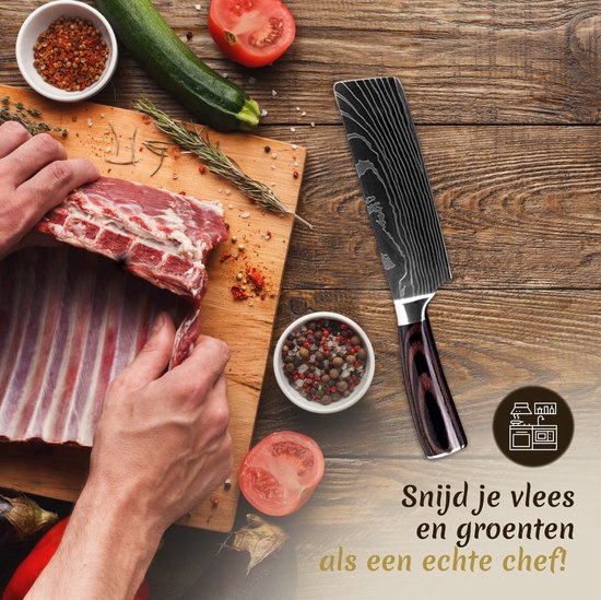BBQ Meating® 8 delige Professionele Messenset – Koksmessen - Japanse messen – Gift box - ZONDER BLOK