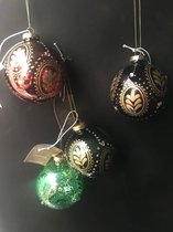 Set de 4 boules de Noël rétro en verre ornements design vintage
