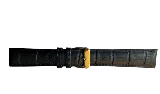 Bracelet de montre-24mm-cuir véritable-noir-fourré-croco-boucle couleur or souple-24 mm