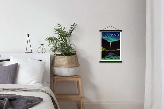 Illustration de la cascade de Svartifoss en Islande affiche textielposter lattes noires 40x60 cm - Tirage photo sur plaque scolaire (décoration murale salon / chambre)