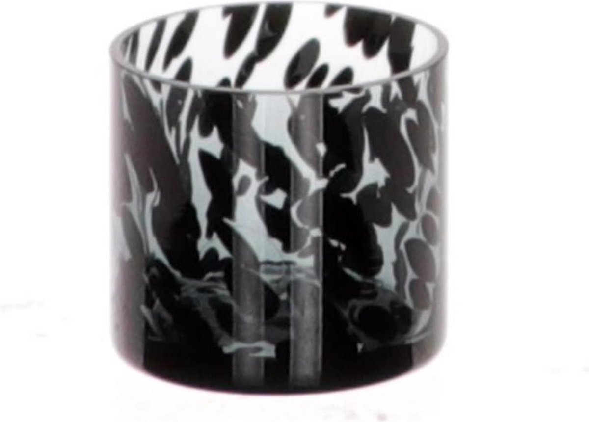 Theelichthouder Panterglas Ø8xh8cm grijs