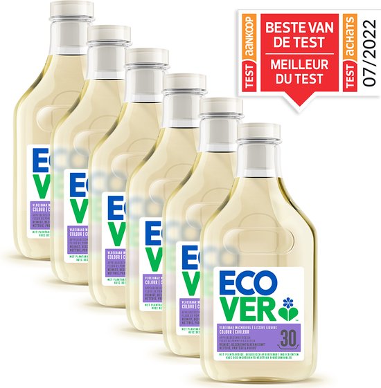 Couleur de détergent liquide Ecover - Fleur de pommier et freesia - Paquet de réduction 6 x 1,5 l - 6 x 30 lavages
