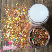 GetGlitterBaby® - Gouden Chunky Festival Glitters voor Lichaam en Gezicht / Face Body Jewels Glitter - Rosé Goud - en Glitter HuidLijm