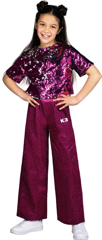 K3 verkleedkleding - Glitteroutfit roze 6/8 jaar - maat 134