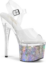 plaire. Sandale à bride de cheville, chaussures de pole dance -38 chaussures- ESTEEM-708CK US 8 Transparent/couleur argent