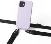 Apple iPhone 12 Pro Max duurzaam hoesje lila met verticale brede band zwart