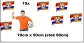 10x Vlag met stok Oranje Leeuw 70cm x 50cm (stok 90cm)- Oranje EK WK Holland Nederland voetbal hockey sport