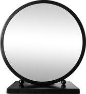 LW Collection Tafel moderne spiegel zwart 30x32 cm metaal - tafelspiegel - industrieel - woonkamer gang - badkamerspiegel - make up spiegel