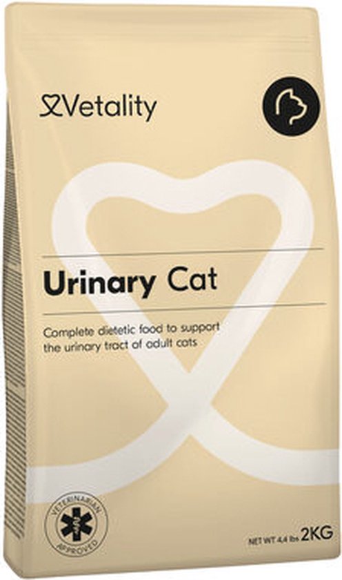 Vetality Kattenvoer Urinary - Kattenvoer Droogvoer - Voordeelverpakking 2 x 2 kg - Dieetvoeding Kat - Helpt Blaasgruis Voorkomen en Lost Op