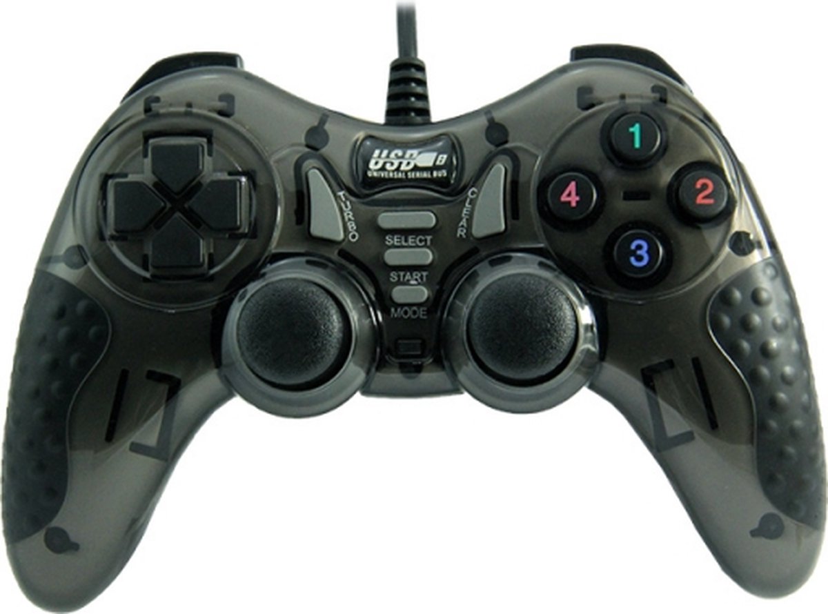 USB gamecontroller met 1.8m draad - voor PC – Zwart