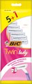 BIC Twin Lady Wegwerpscheermesjes voor vrouwen - Zakje van 5+1