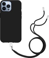 Cazy Soft TPU Telefoonhoesje met Koord - Geschikt voor iPhone 13 Pro Max - Zwart