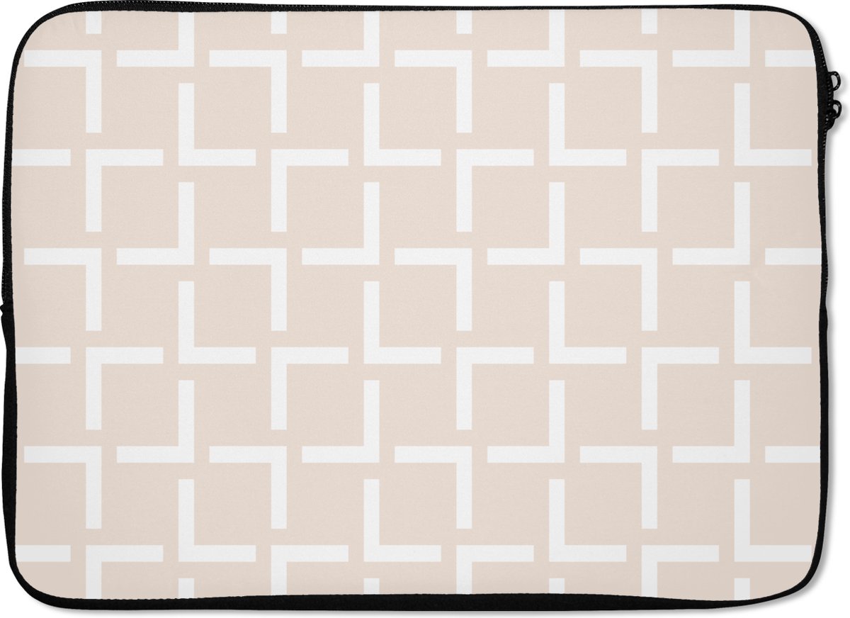 Laptophoes - Laptoptas - Patronen - Design - Beige - 14 Inch - Laptop case - Laptop