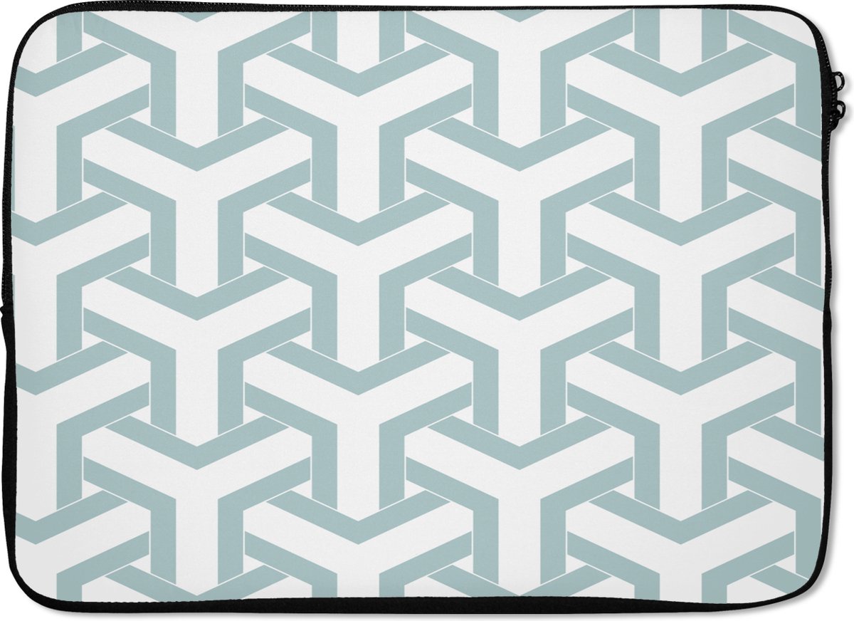 Laptophoes - Laptoptas - Abstract - Groen - Wit - Design - Laptop - Patronen - 13 Inch - Laptop cover