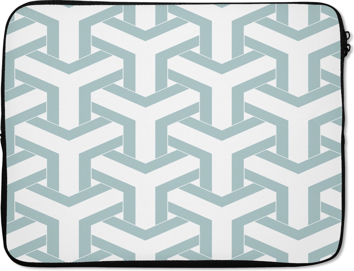 Laptophoes - Laptoptas - Abstract - Groen - Wit - Design - Laptop - Patronen - 15 6 Inch - Laptop cover