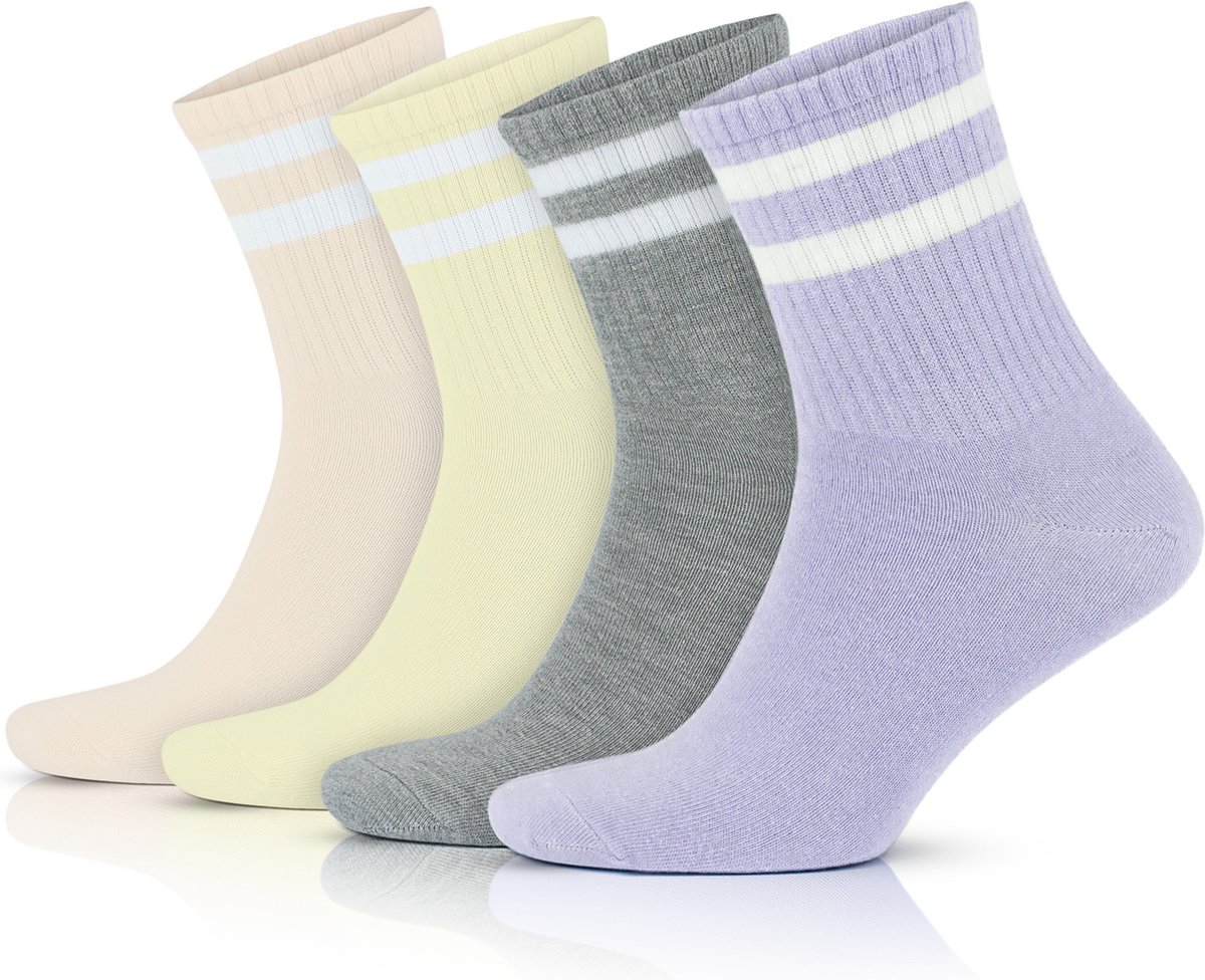 GoWith-katoen sokken- sportsokken-4 paar-wandel sokken-dames sokken-cadeau-35-40