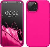 kwmobile telefoonhoesje geschikt voor Apple iPhone 14 - Hoesje met siliconen coating - Smartphone case in neon roze