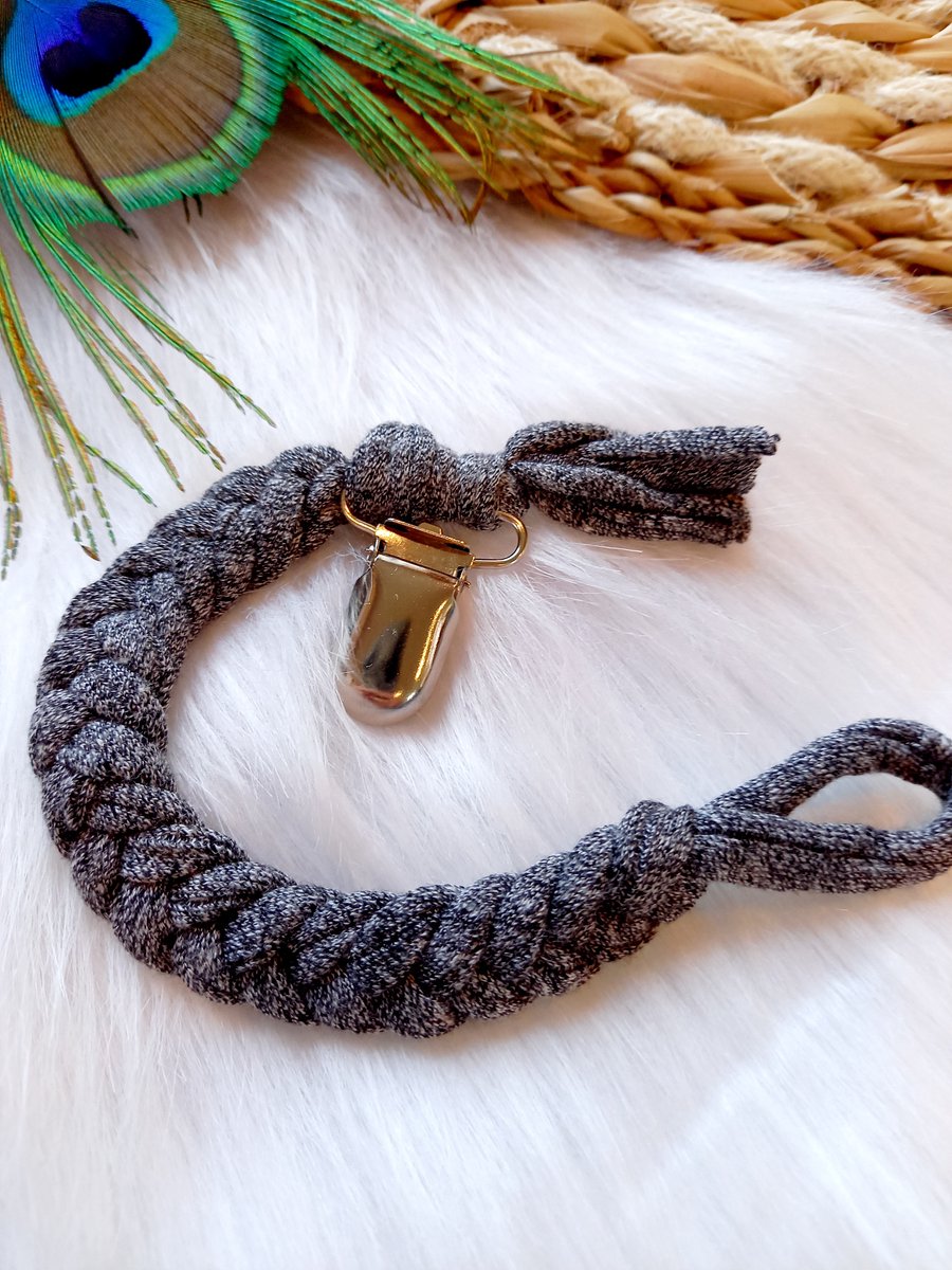 Goedkoopste Happy-By-Lies Speenkoord gevlochten Donker grijs