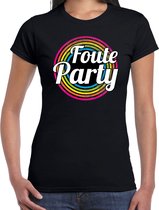 Foute party verkleed t-shirt zwart voor dames - discoverkleed / party shirt - Cadeau voor een disco liefhebber L