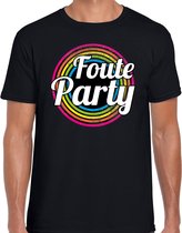 Foute party verkleed t-shirt zwart voor heren - discoverkleed / party shirt - Cadeau voor een disco liefhebber S