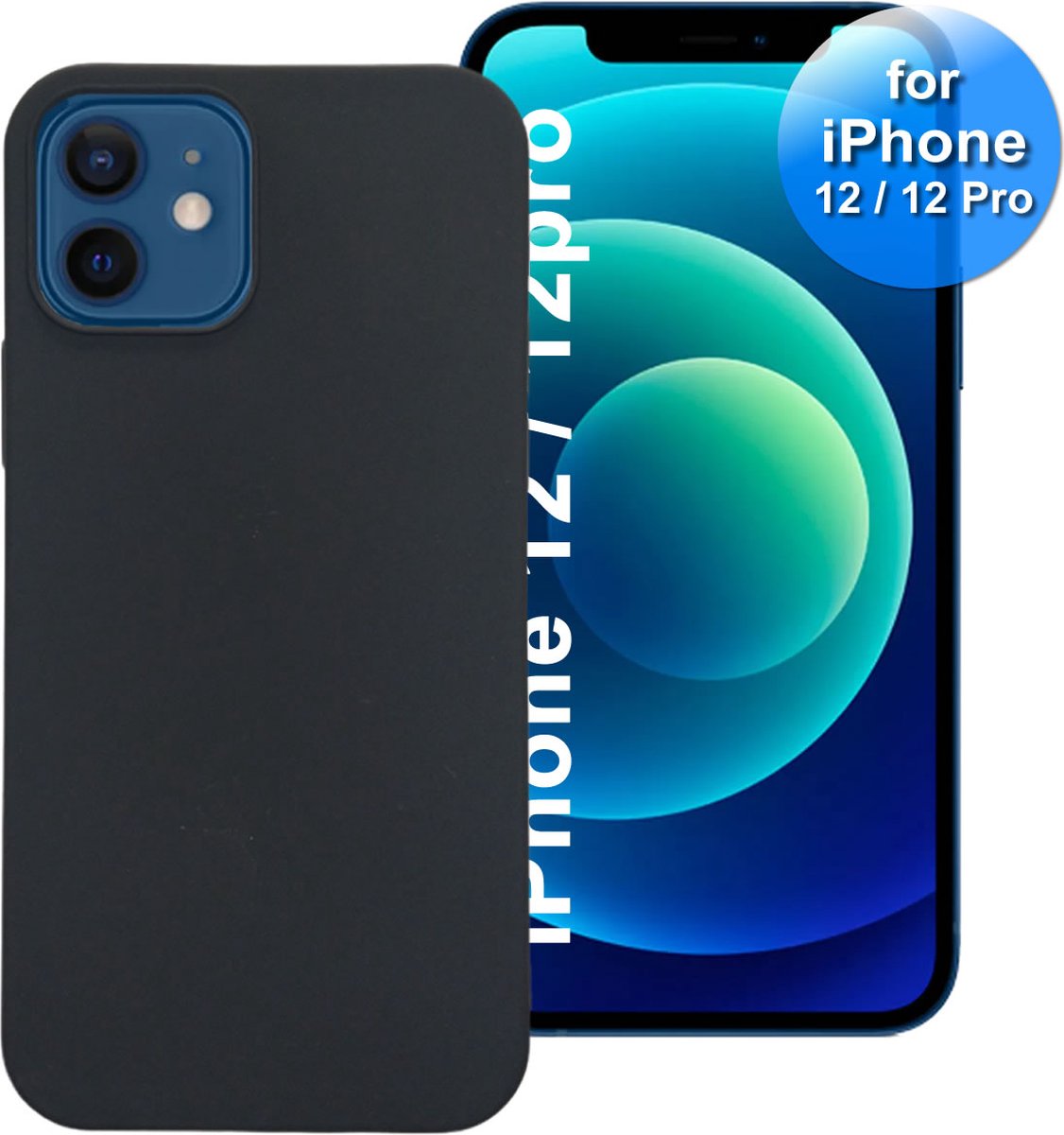 Hoesje geschikt voor iPhone 12 en iPhone 12 Pro - telefoonhoesje - Siliconen Back Cover - Zwart