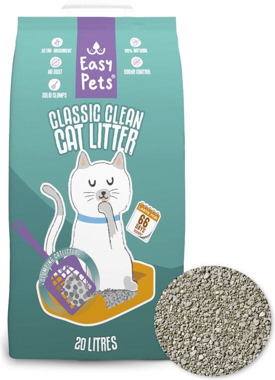 aanvulling Krankzinnigheid Toelating Easypets Classic Clean Kattenbakvulling 20L - Klontvormend kattengrit -  Geur bescherming | bol.com
