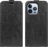ShieldCase telefoonhoesje geschikt voor Apple iPhone 14 Pro Flip case zwart leer - Flipcase - Uitklapbaar hoesje - Leren hoesje - Leder case pasjeshouder