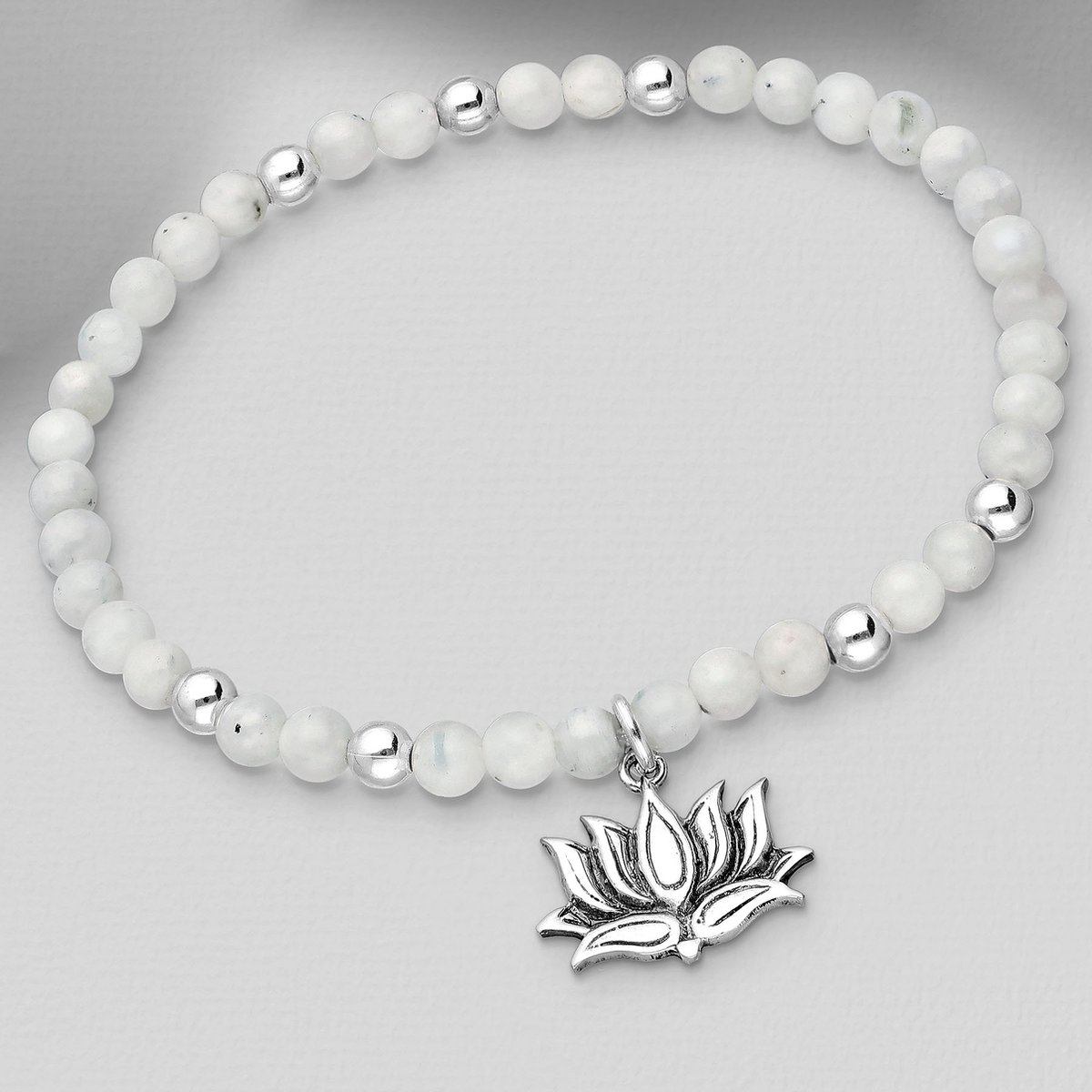 Natuursieraad - 925 sterling zilver maansteen lotus armband - luxe sieraad