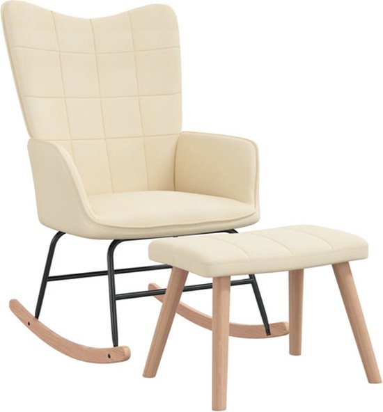 vidaXL Chaise à bascule avec repose-pieds Tissu crème