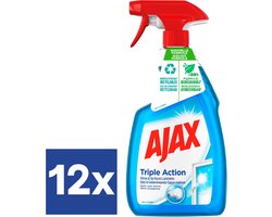 Ajax Triple Action Glasspray (Voordeelverpakking) - 12 x 750 ml