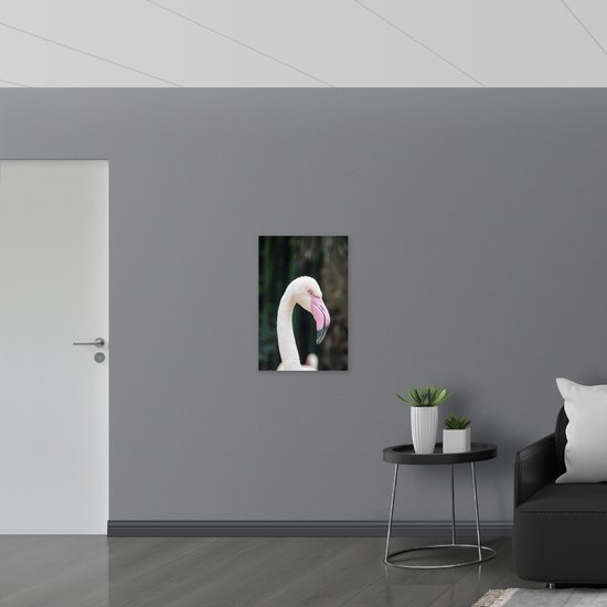 WallClassics - Poster (Matte) - Flamingo Witte avec Bec Rose - 50x75 cm Photo sur Papier Poster avec un aspect Mat