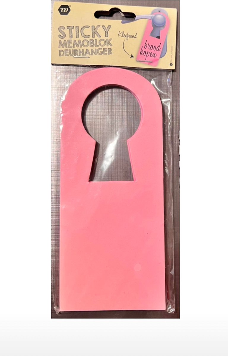 memoblok - deurhanger - sticky memoblok - roze - notes blok - notitieblok - memoblok met kleefrand - maak je eigen deurhanger -