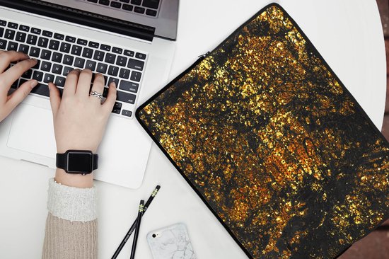 Housse pour ordinateur portable 15 pouces - Marbre - Glitter - Or - Housse pour ordinateur portable
