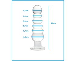 Buttplug van kristalglas 20 cm - anaalplug- anale dildo -dia Ø 4,5 cm / Ø 4,4 cm / Ø 5,0 cm / Ø 5,0 cm / Ø 5,7 cm / Ø 6,0 cm - helder Kristal glazen dildo- sex anale butt plug seksspeelgoed voor mannen en vrouwen