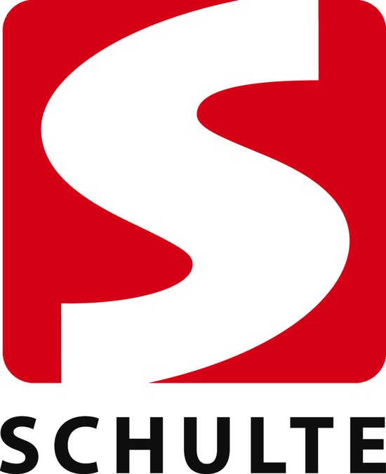 Logo Schulte rouge et blanc avec le texte SCHULTE en dessous.
