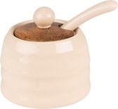 Clayre & Eef Pot de stockage Ø 8x6 cm Beige Marron Céramique Bocal de rangement
