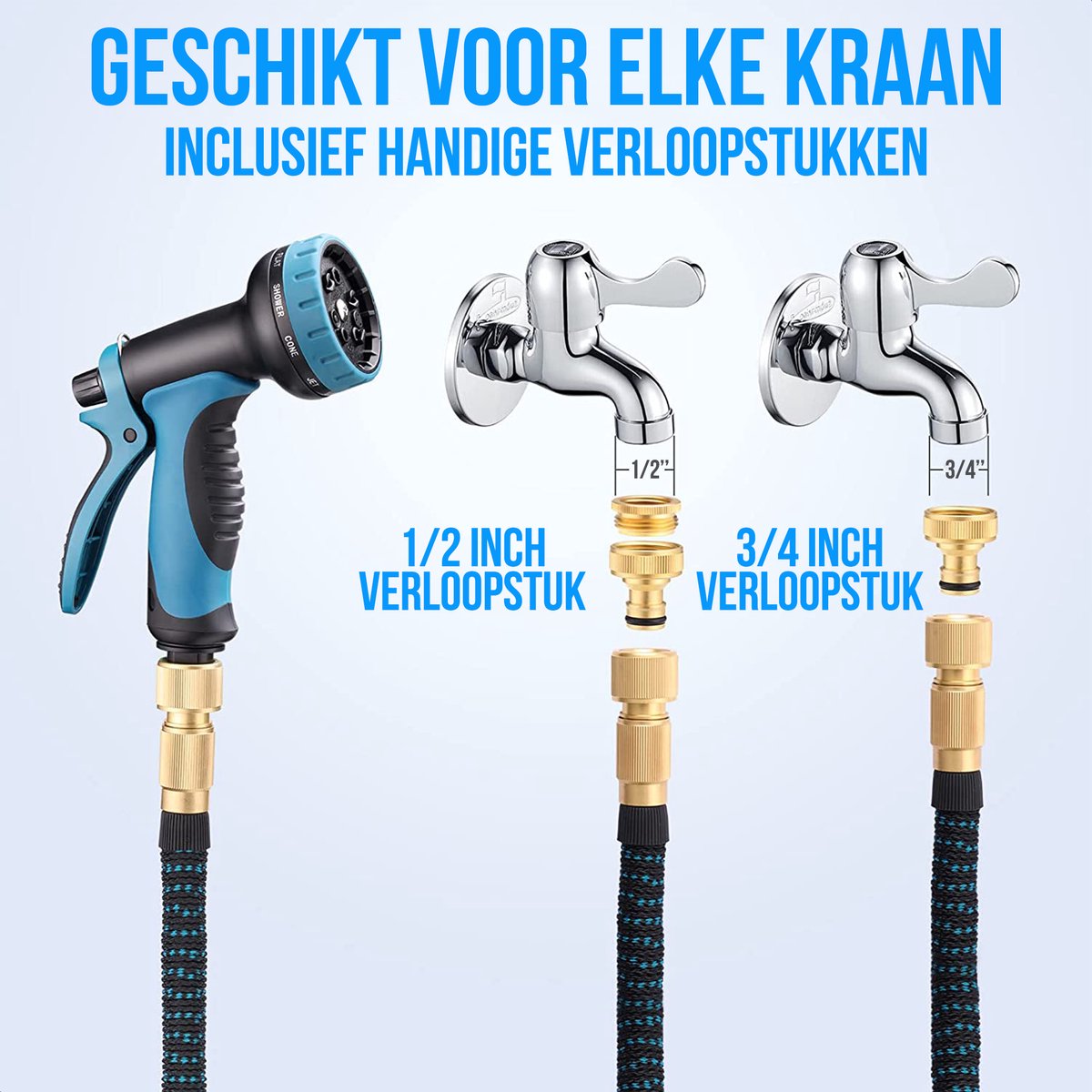 Strex Flexibele Tuinslang 15M met Sproeikop - Uitrekbaar thumbnail 5