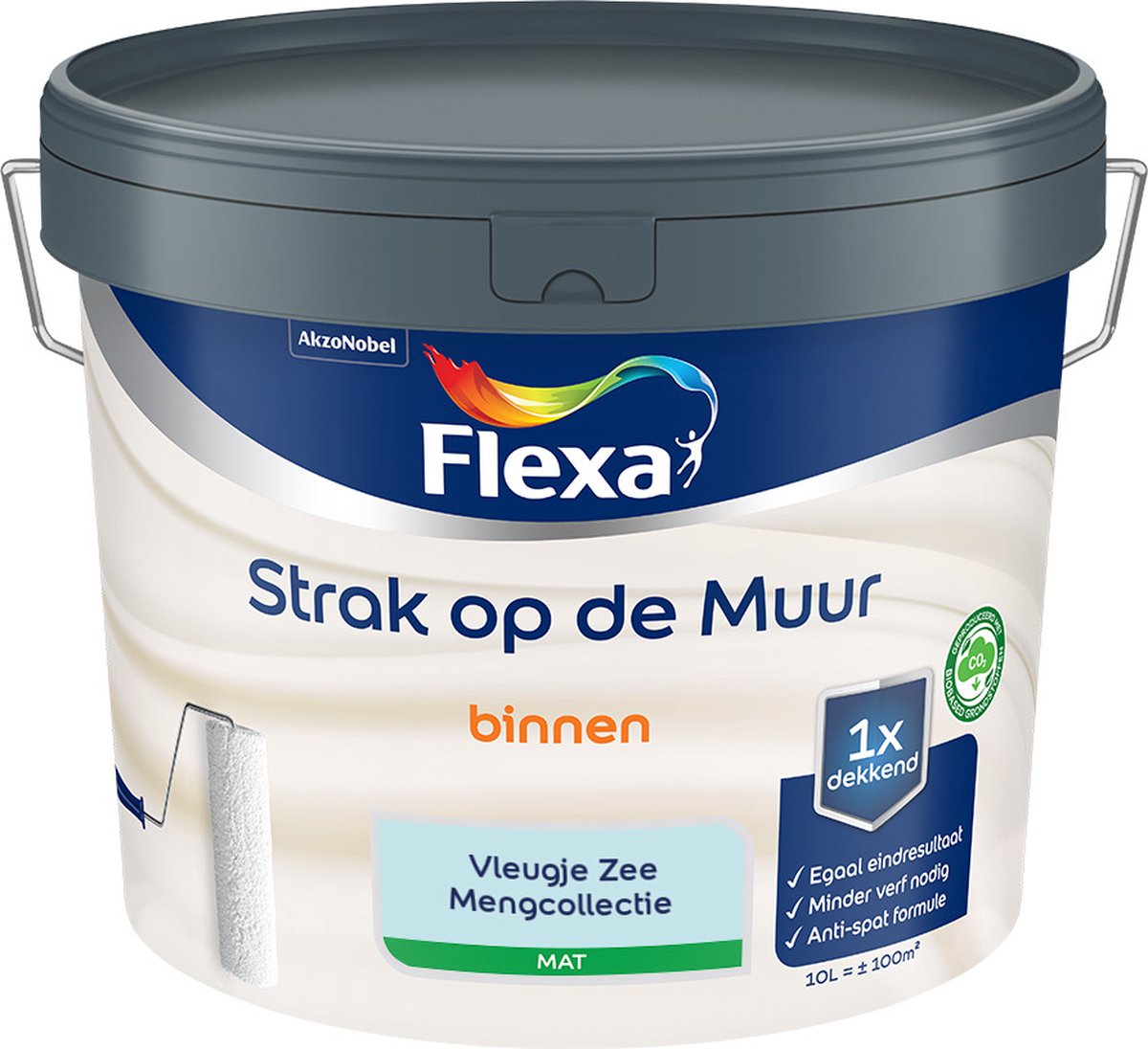 Flexa Strak op de Muur Muurverf - Mat - Mengkleur - Vleugje Zee - 10 liter