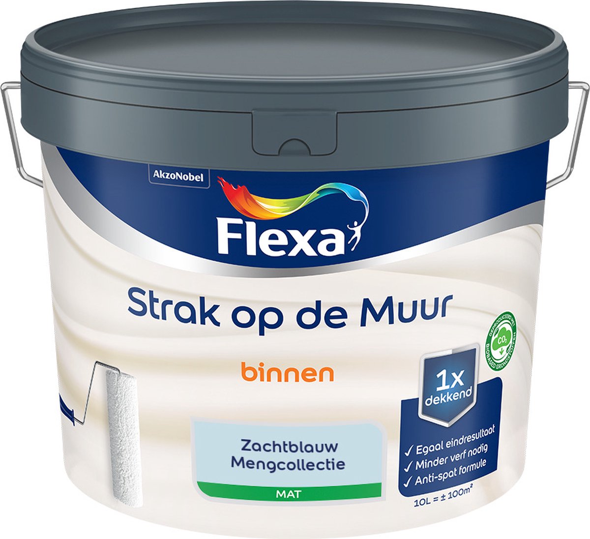 Flexa Strak op de Muur Muurverf - Mat - Mengkleur - Zachtblauw - 10 liter