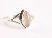 Fijne zilveren ring met aqua chalcedoon - maat 15.5
