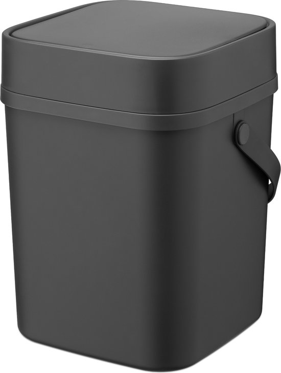 Navaris petite poubelle de salle de bain anthracite - 12L pour déchets  divers 