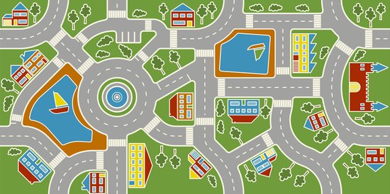JYG VINYSTREET Hygiënisch Verkeersmat 200x300 cm - Verkeerskleed - Speelkleed- Speeltapijt - Speelmat - Stratentapijt - afwasbaar vinyl - Belgische Kwaliteit van JYG — afbeelding 3