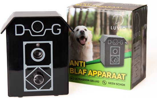 LUVIQ Anti Blaf Apparaat voor Honden - Alternatief voor de Anti Blafband - Inclusief 9v Batterij & Nederlandse Handleiding - Diervriendelijk - Zonder Schok - Blafband voor Honden - Zwart