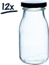 12x mini melkflesjes 70ml flesje beugeldop olie azijn melk tafeldecoratie  decoratie... | bol.com