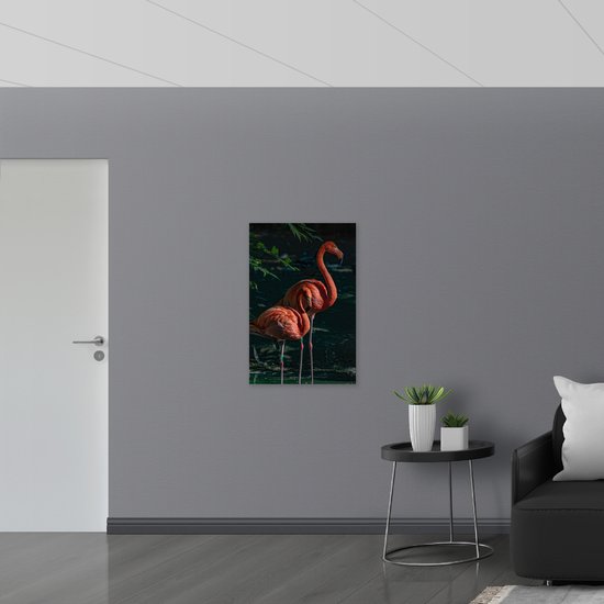WallClassics - Verre Acrylique - Deux Flamants Roses dans l'Ombre - 60x90 cm Photo sur Verre Acrylique (Décoration murale sur Acrylique)