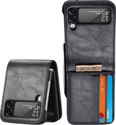 Geschikt voor Samsung Galaxy Z Flip 4 Book Case Hoesje - Flip Hoes Cover - Portemonnee Rustic Zwart