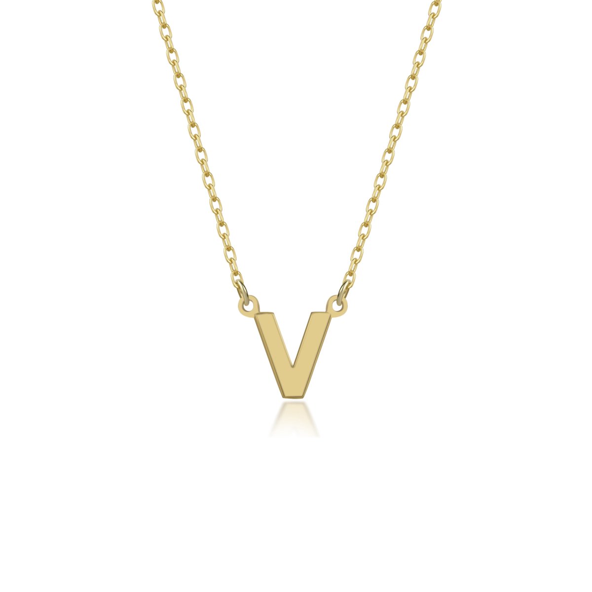 Letter V Initial Gold Plated Ketting Zilver (925 sterling) Trendy Minimalistisch Combi Bedel Goudkleurig Dames Meisje | Cadeau Voor Vrouw