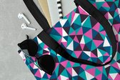 Sac bandoulière - Sac de plage - Shopper Geometry - Rose - Blauw - Wit - Motifs - 40x50 cm - Sac en coton