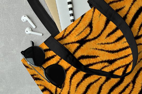 Sac Bandoulière - Sac De Plage - Shopper Imprimé Tigre - Oranje - Zwart - 45x45 cm - Sac Coton